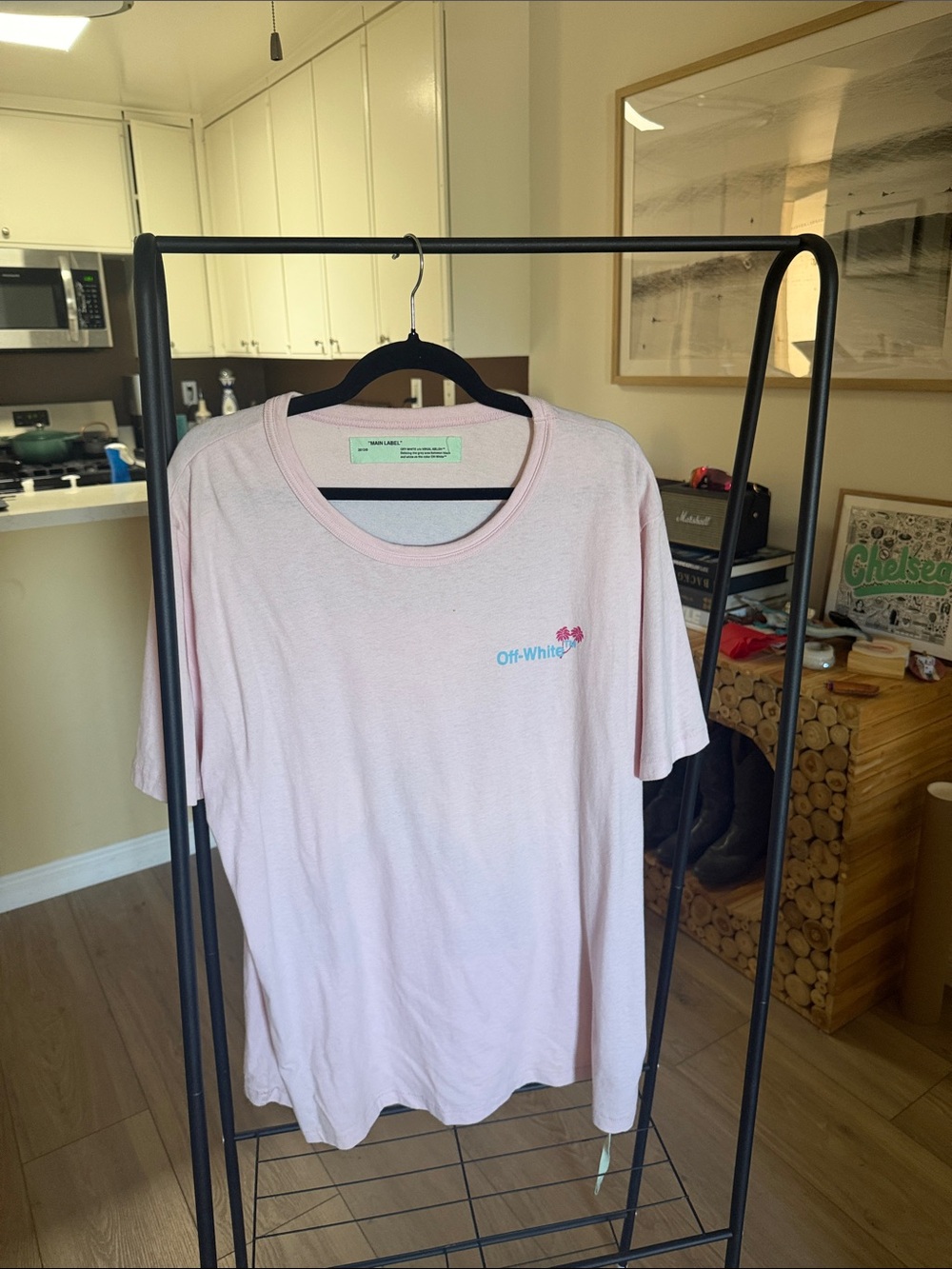 OFF-WHITE c/o Virgil Abloh Pink Palm Tree Arrows Graphic T-Shirt XL